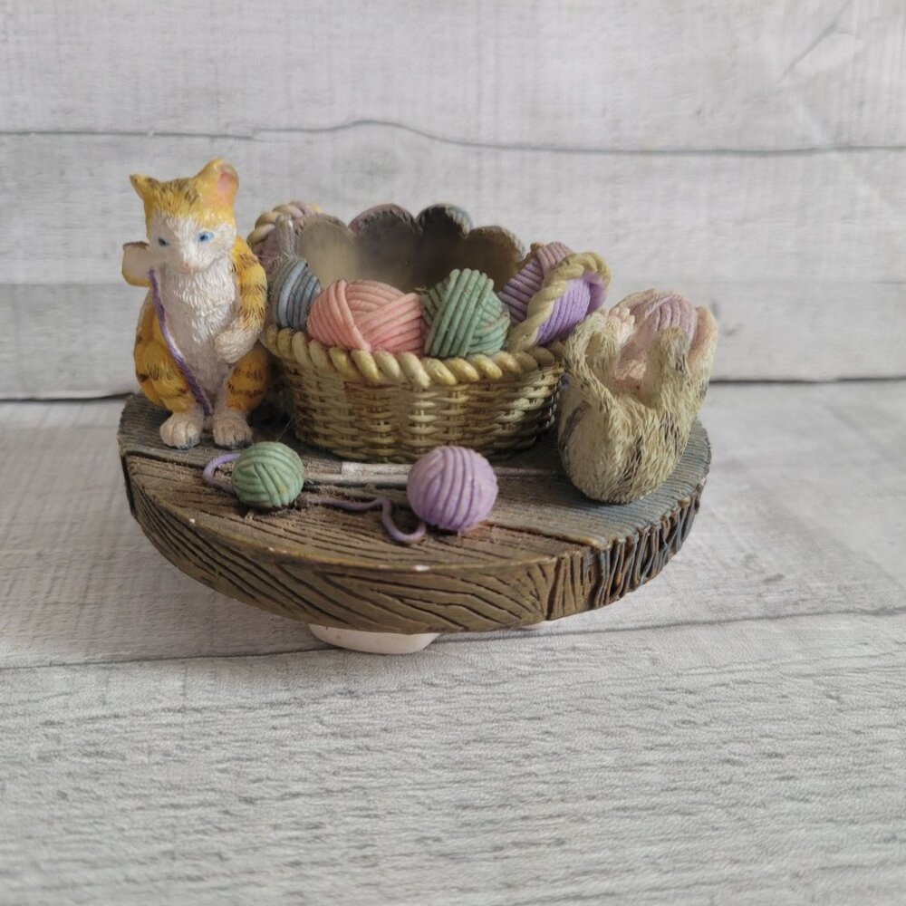 Candle Cappers Cat & Yarn Themed Ceramic Candle Topper Figurine